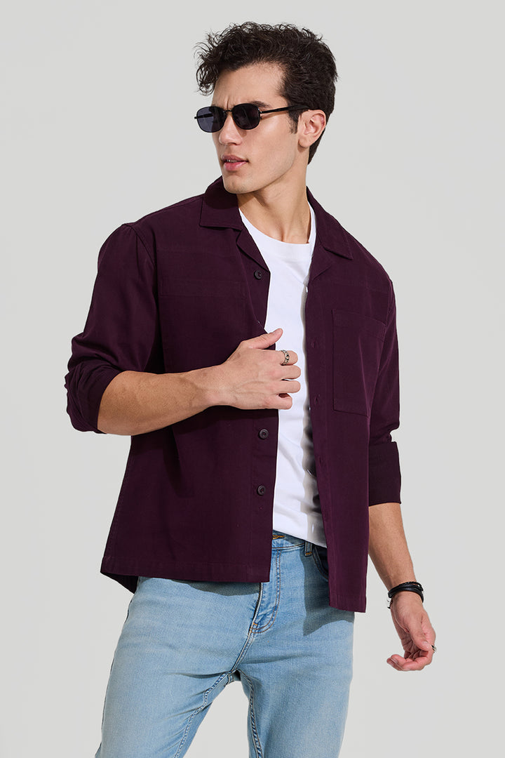 Burgundy Relaxed Fit Overshirt