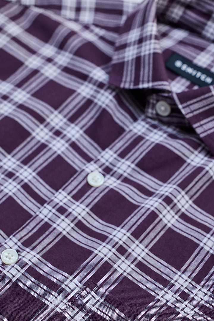 Purple Gingham Slim Fit Shirt