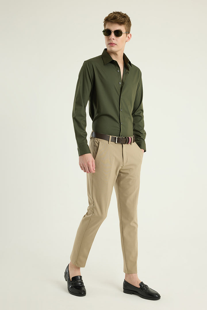 Dark Green Slim Fit Stretch Shirt