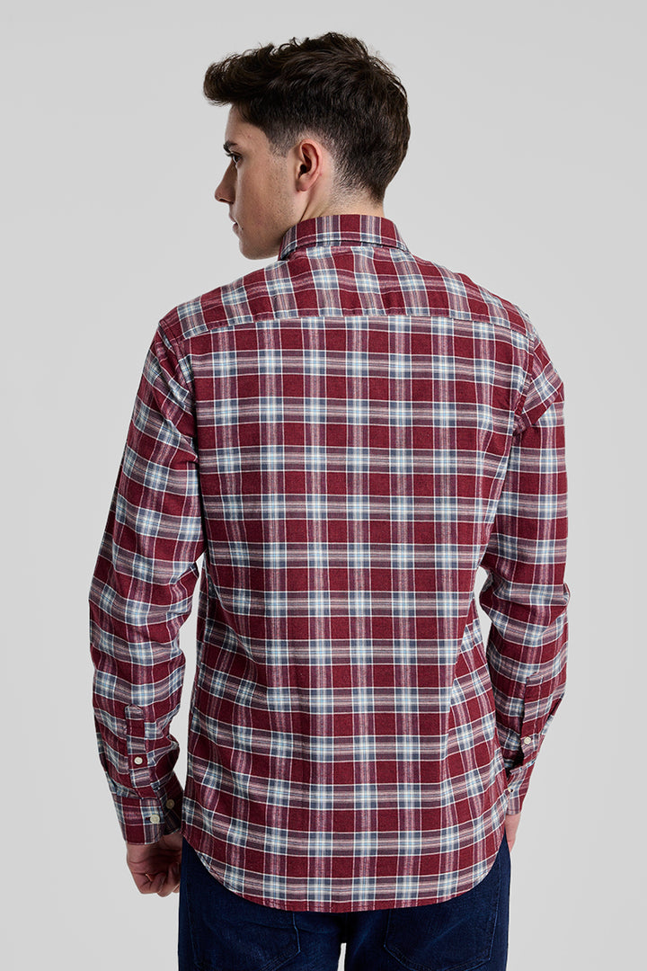 Maroon Checks Slim FIt Shirt