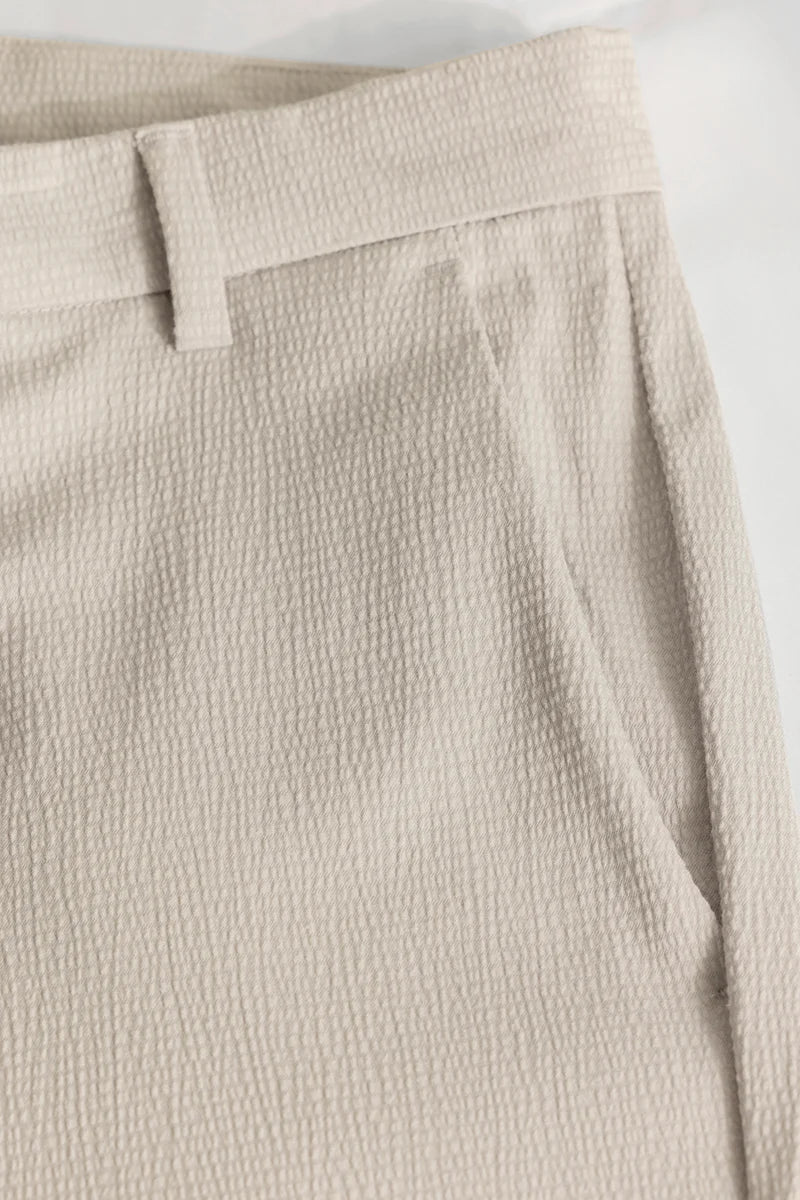 Yann Cream Plain Slim Fit Trousers