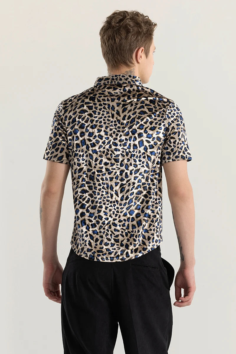 Magne Beige Animal Print Velvet Shirt