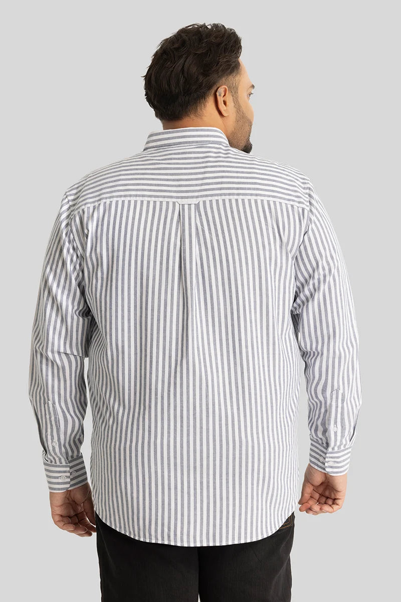 Fortunato Greyish Blue Stripes Plus Size Shirt