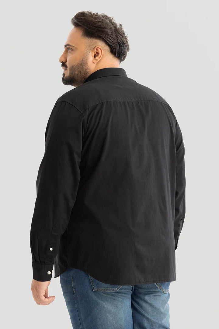 Marco Oxford Black Plain Plus Size Shirt