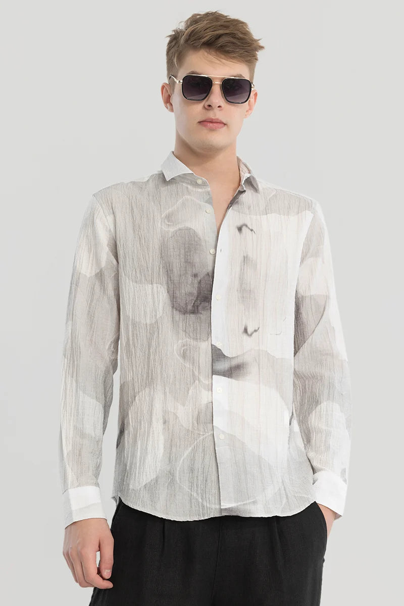 White Textured Abstract Shirt