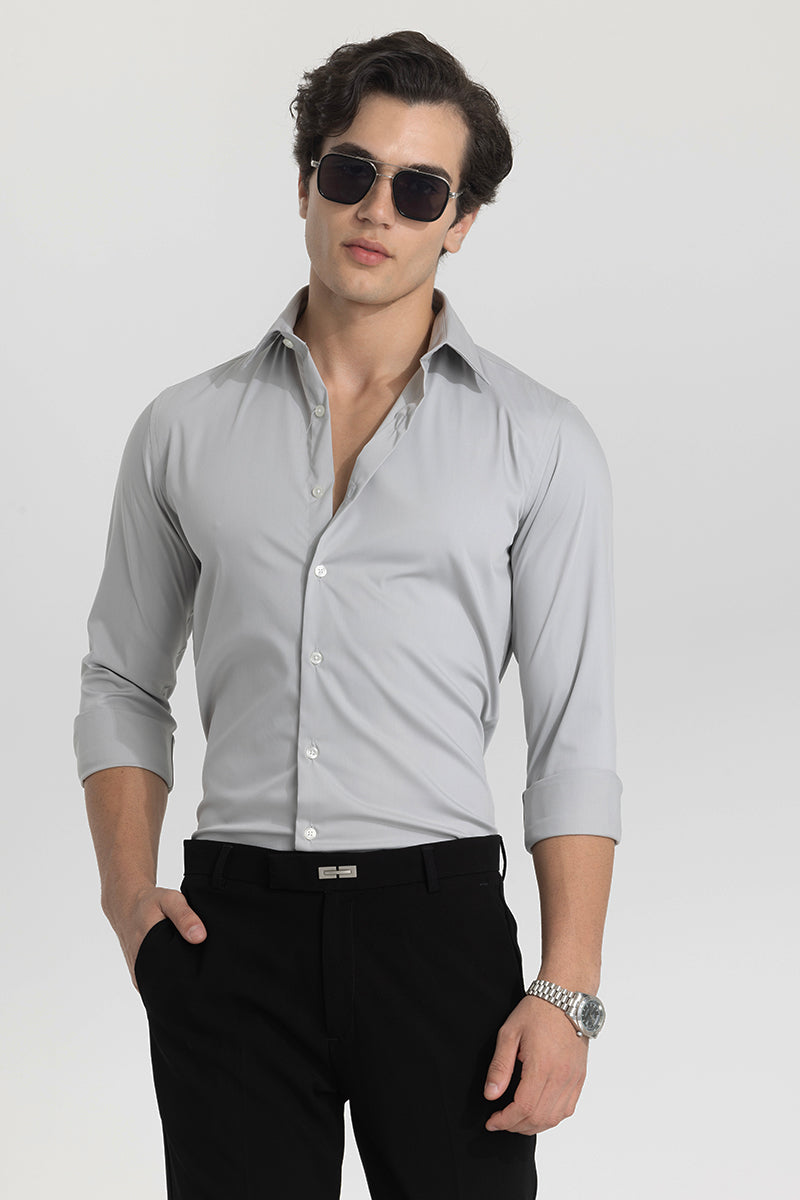 Grey Slim Fit Stretch Shirt