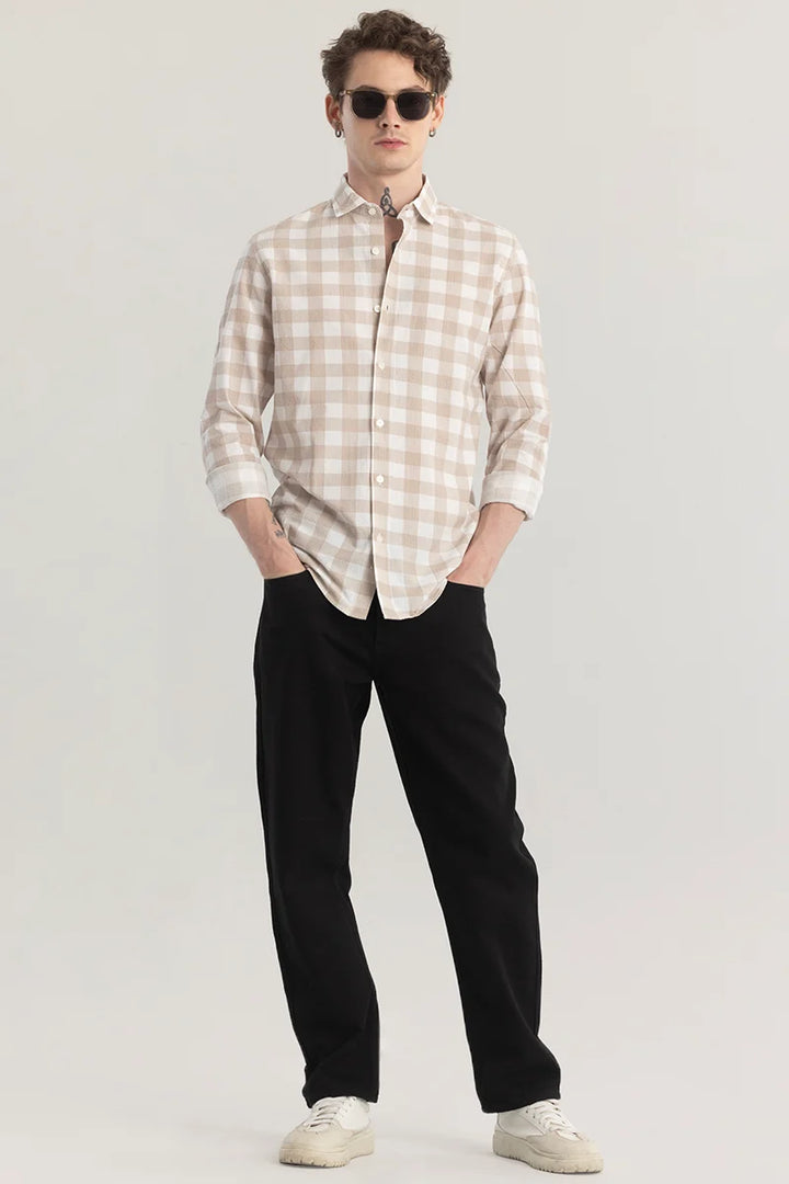 Patternoir Beige Checks Shirt