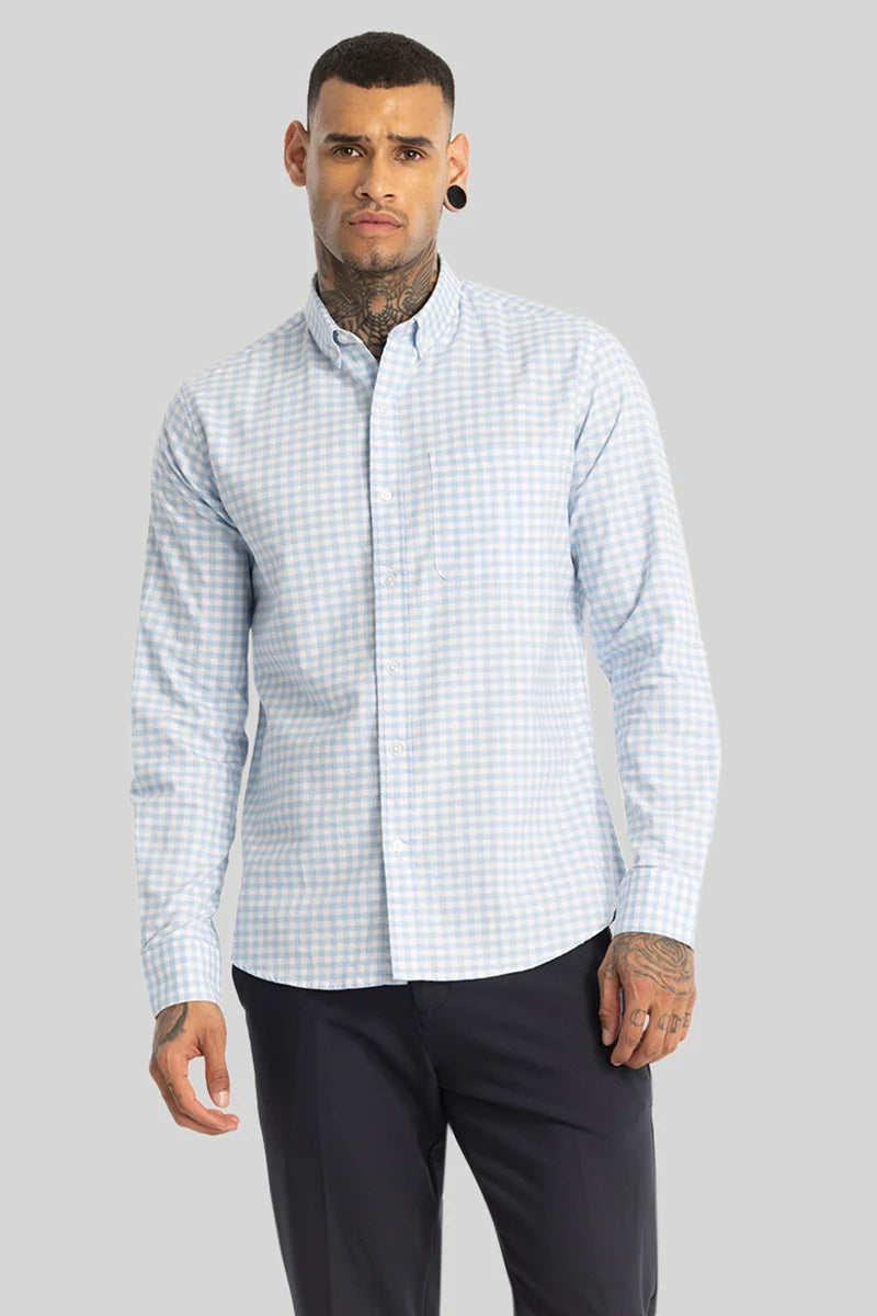 Light Blue Gingham Checks Shirt