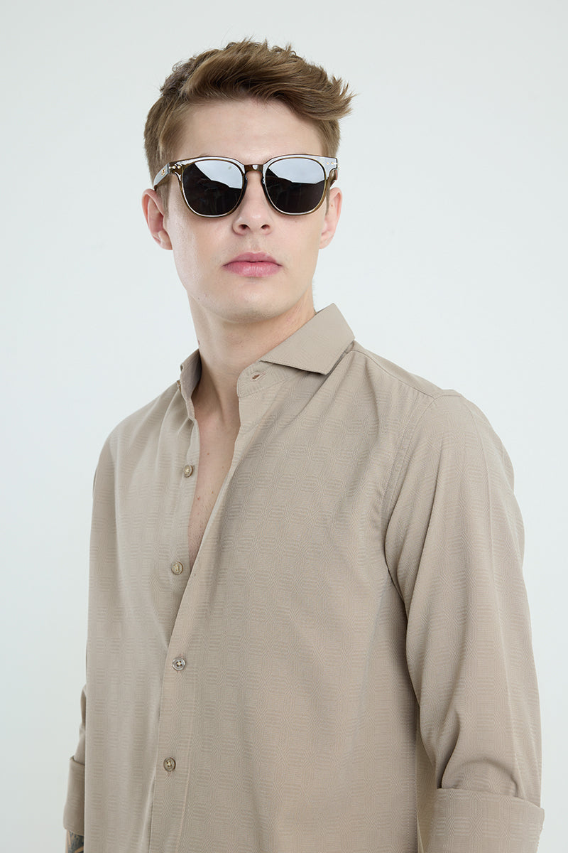 Beige French Collar Shirt