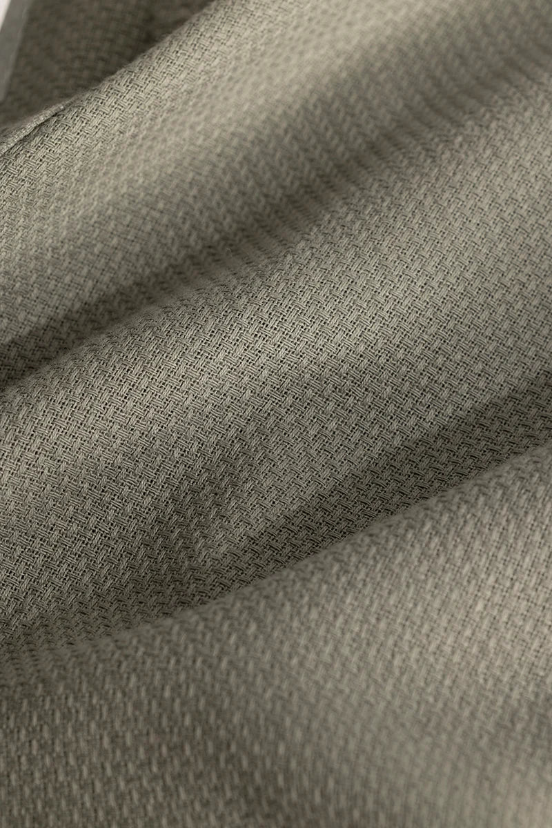 Olive Woven Mandarin Shirt