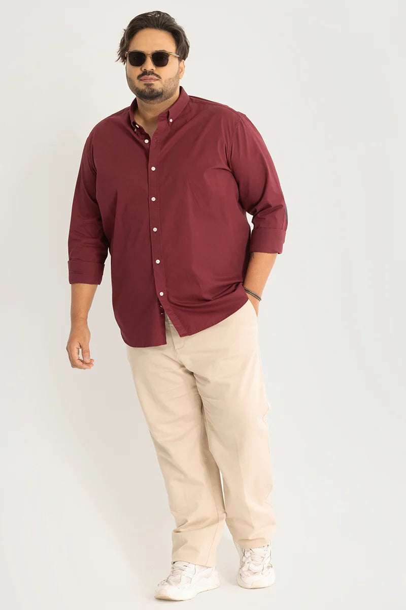 Silvano Patch Maroon Plus Size Shirt