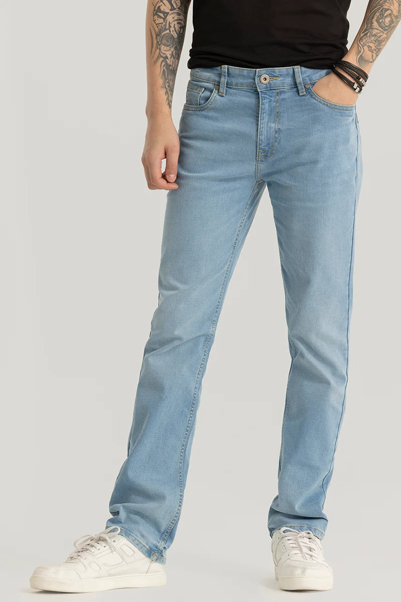 Brigitte Blue Plain Straight Fit Jeans