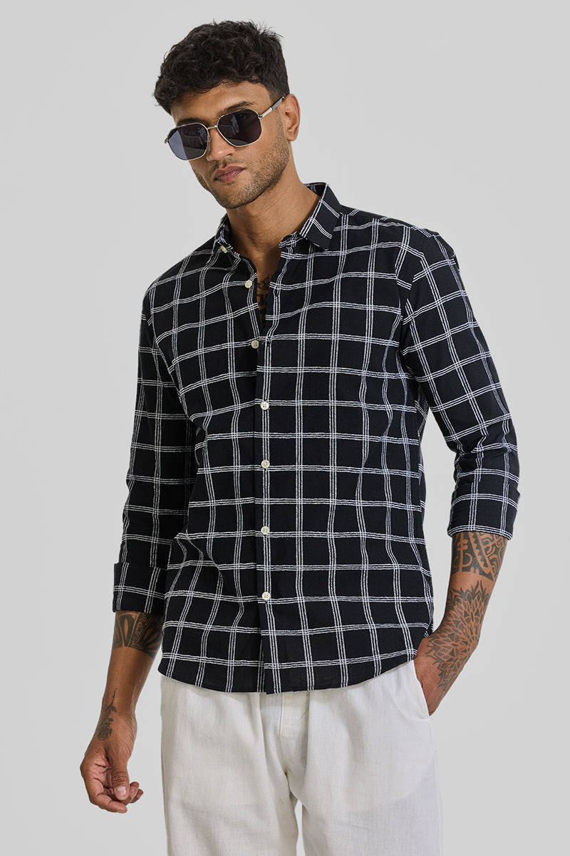 Black Checks Slim Fit Shirt