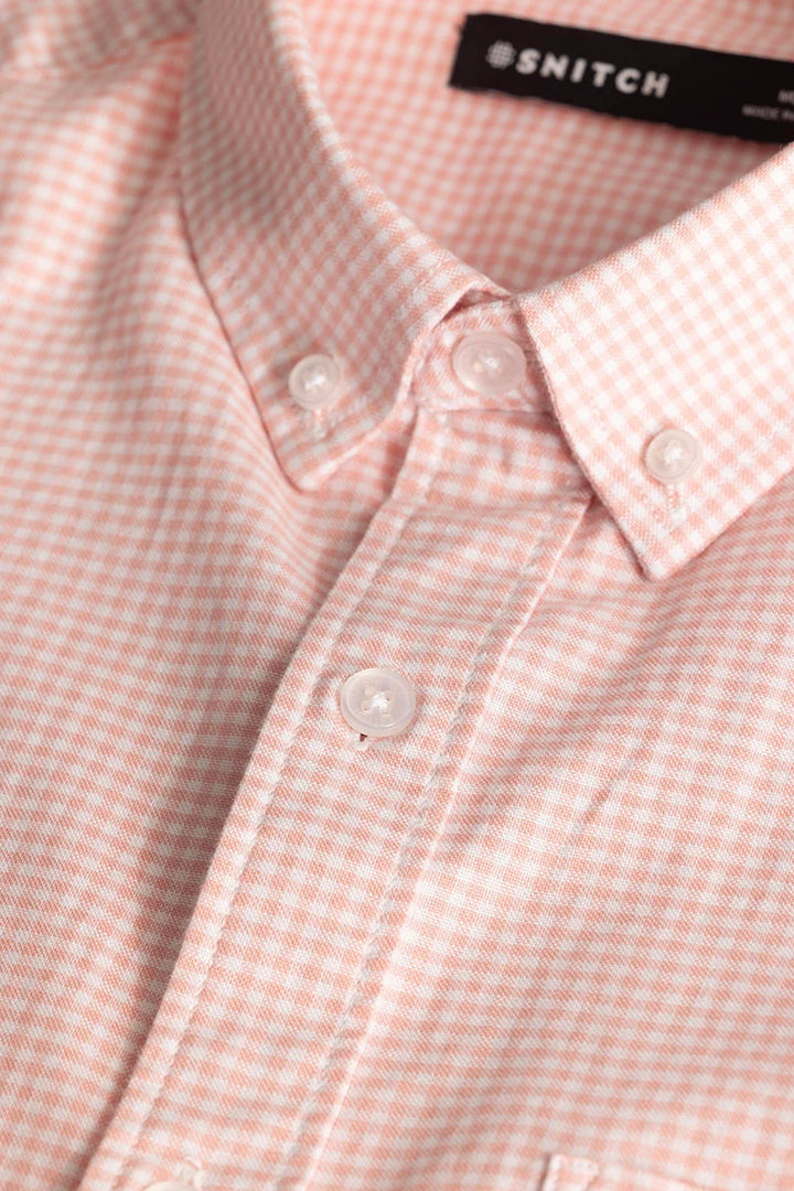 Peach Oxford Checks shirt