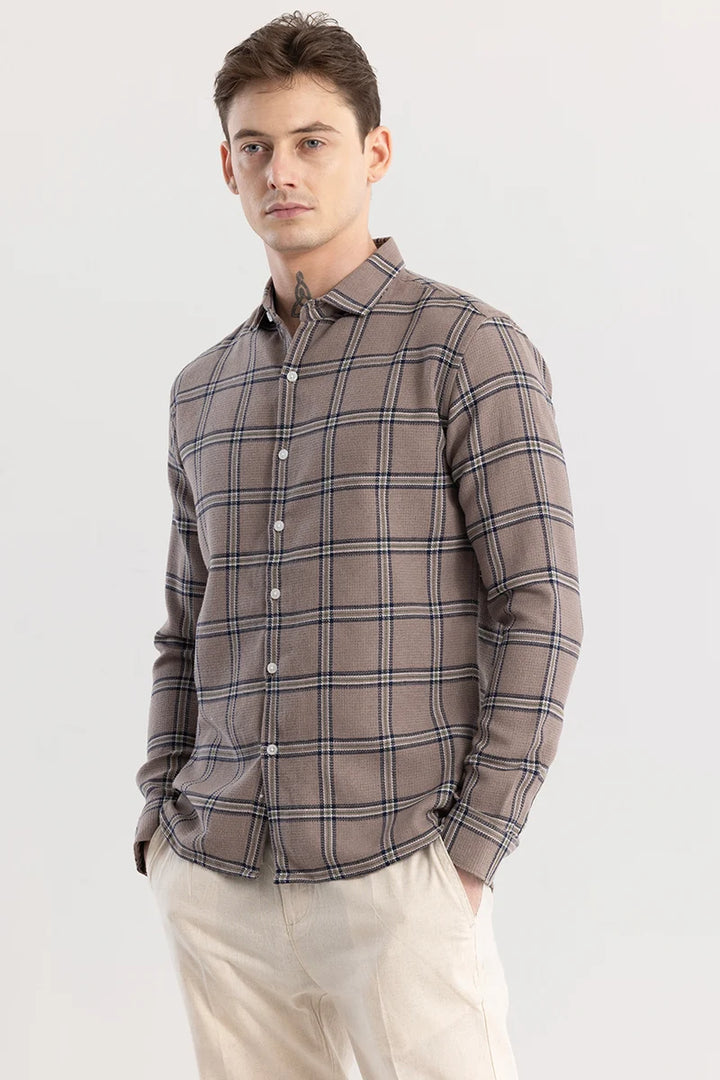 Siren Taupe Brown Checks Shirt