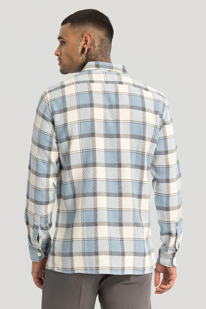 Light Blue Textured Checks shirt