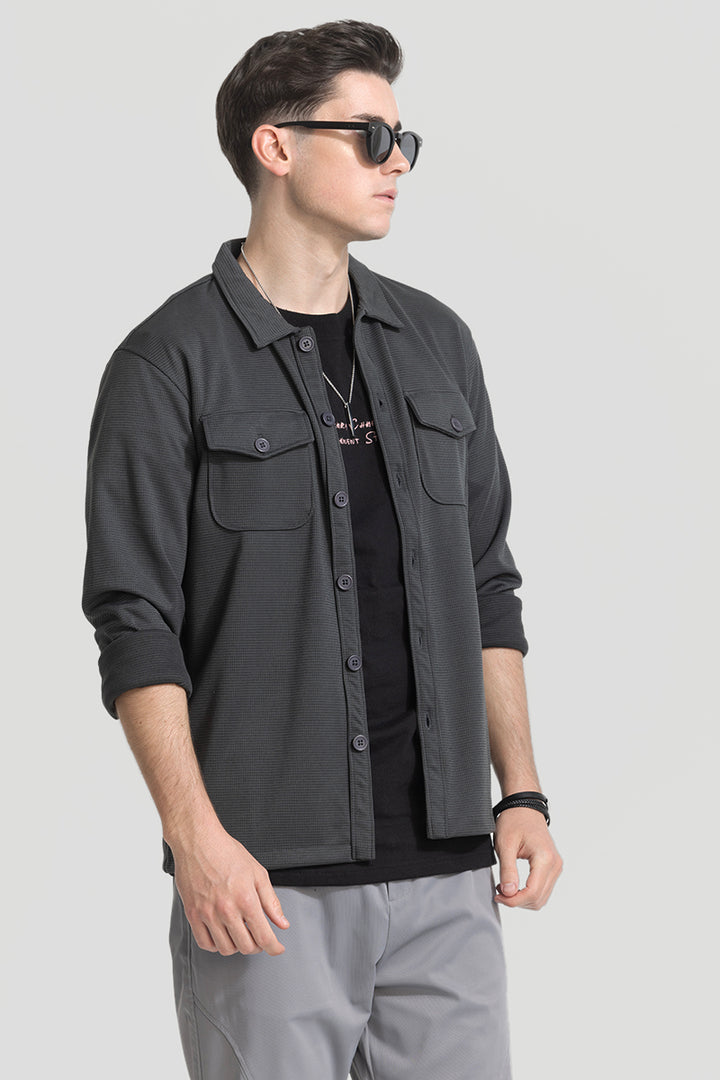 Grey Grid Checks Overshirt