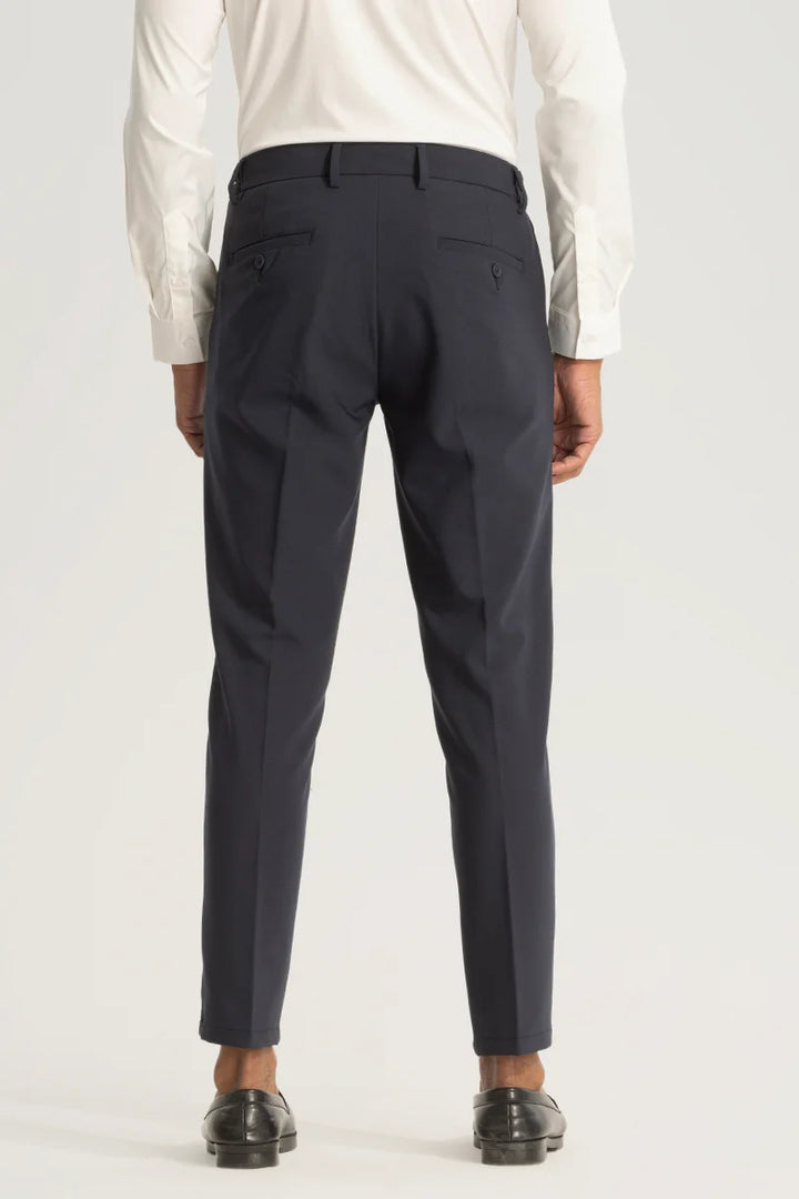 Greyish Blue Slim Fit Trousers