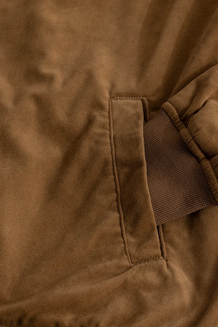 SleekSuede Brown Plain Bomber Jacket