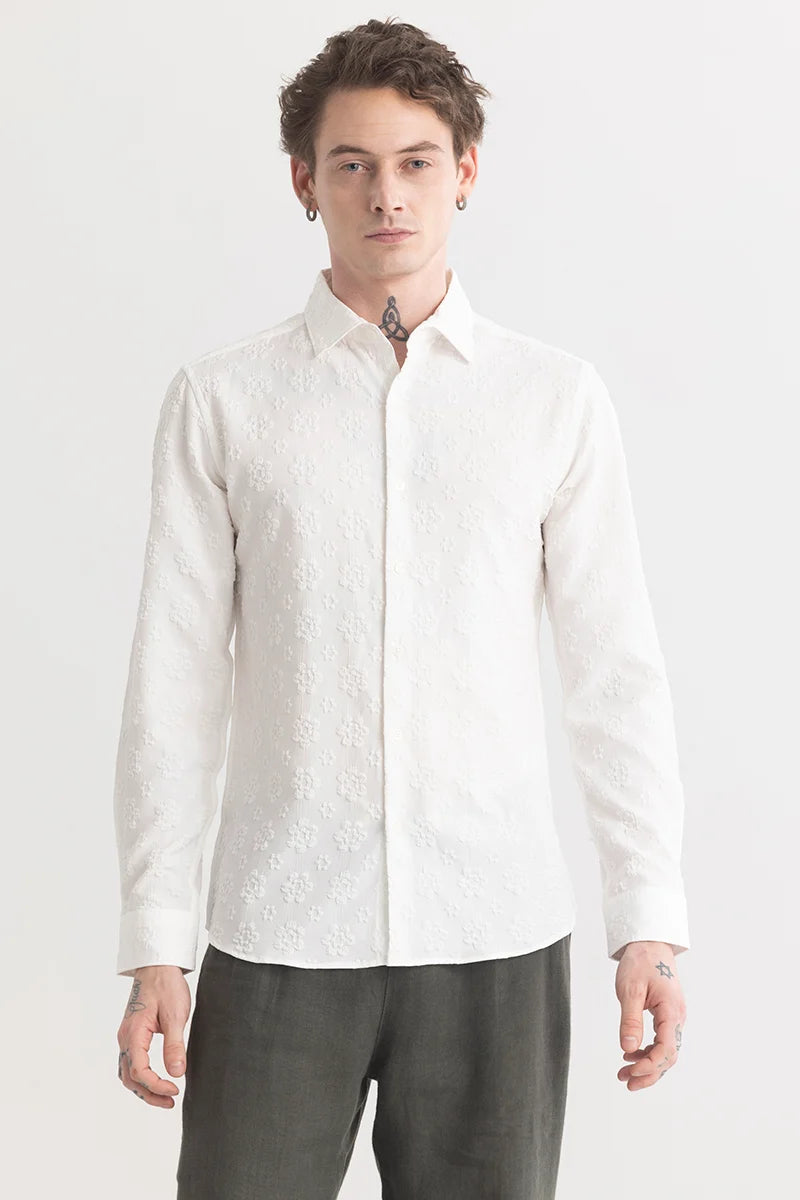 Shadotex White Textured Shirt