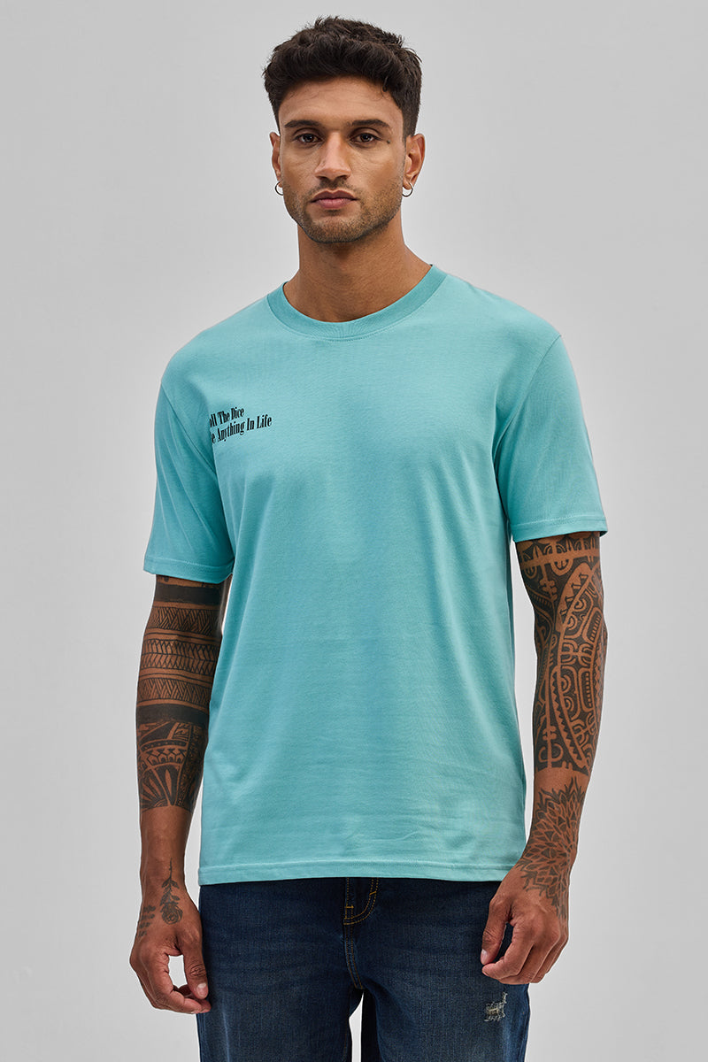 Roll The Dice Turquoise Slim Fit T-Shirt