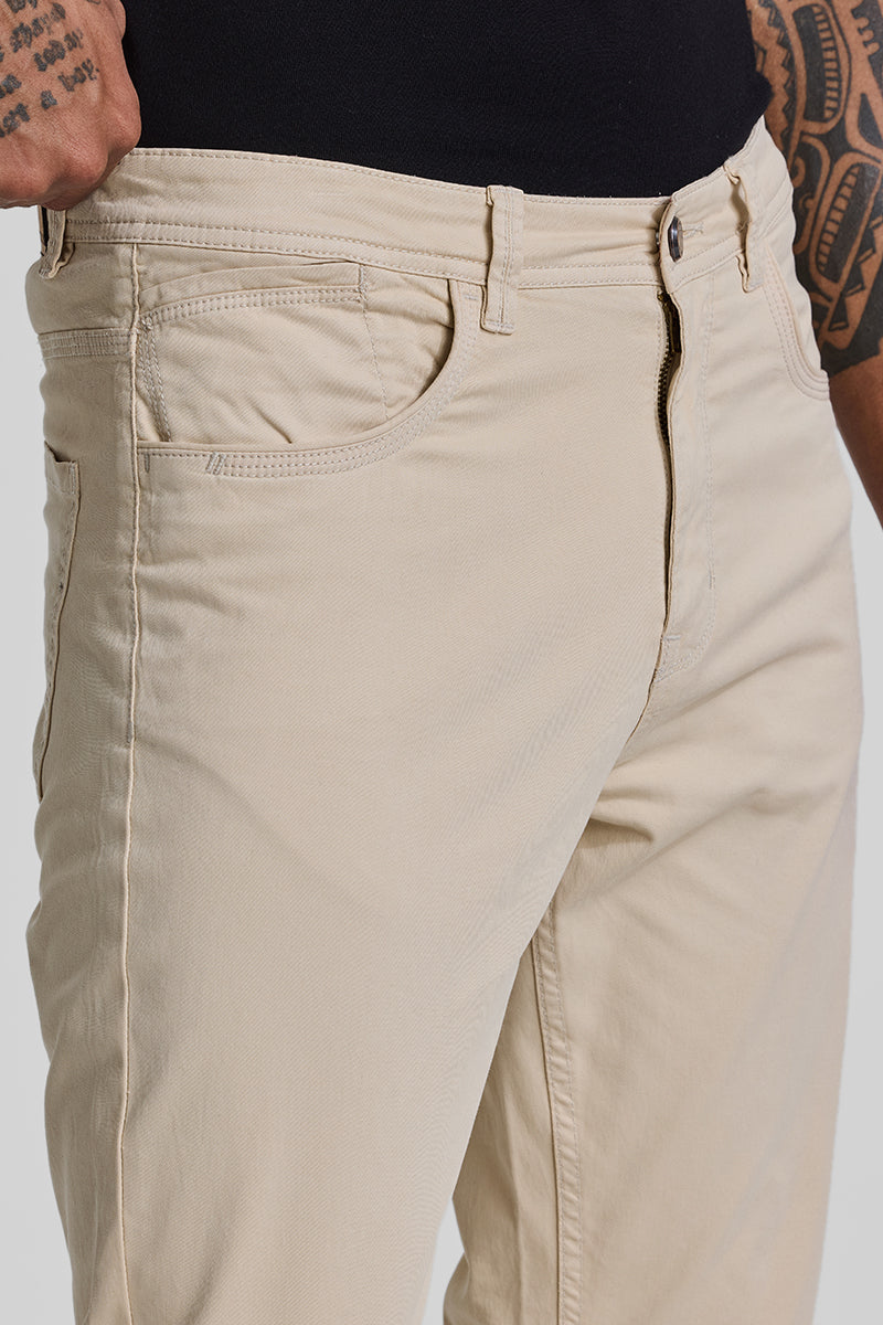 Cream 5 Pocket Chinos