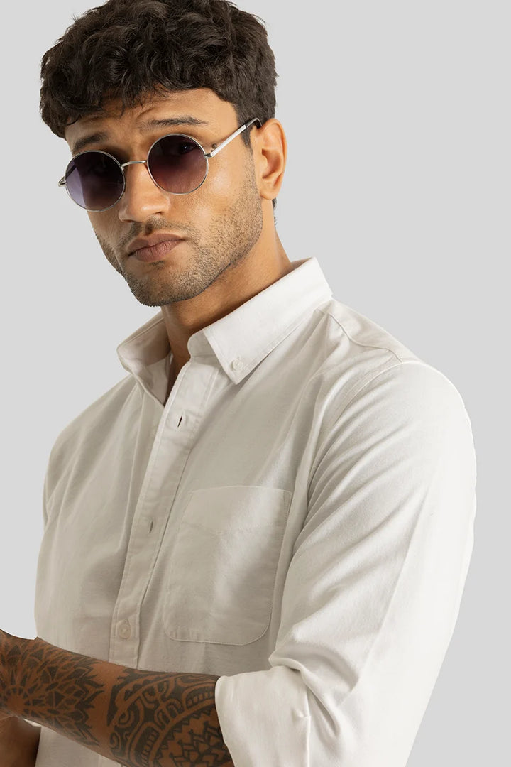 Quentin White Plain Shirt