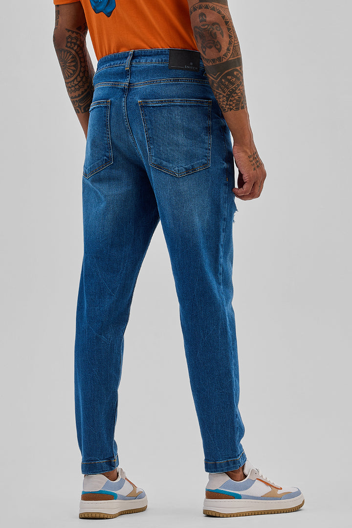 Blue Distressed Slim Fit Jeans