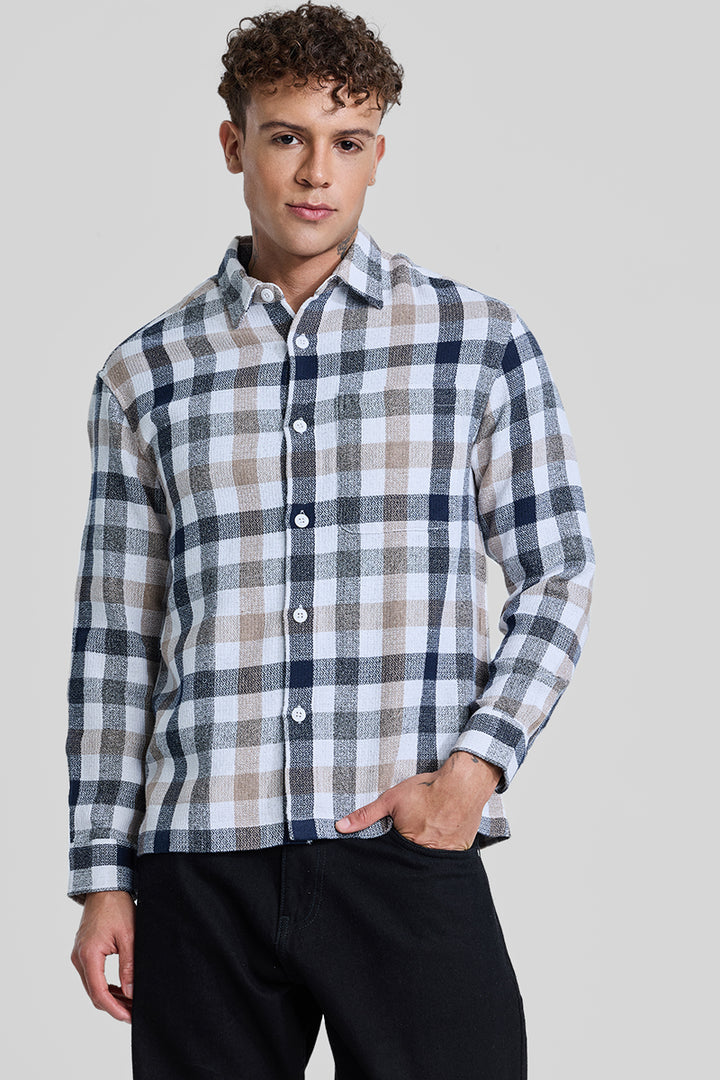 Navy Box Fit Gingham Shirt