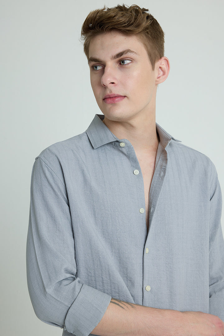 Light Grey Self Stripe Shirt