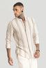 Cream Stripes Linen Blend Shirt