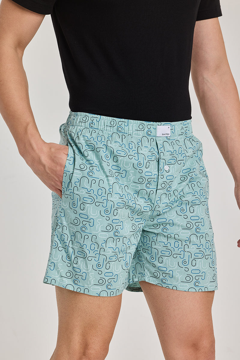 Turquoise Geometric Boxer