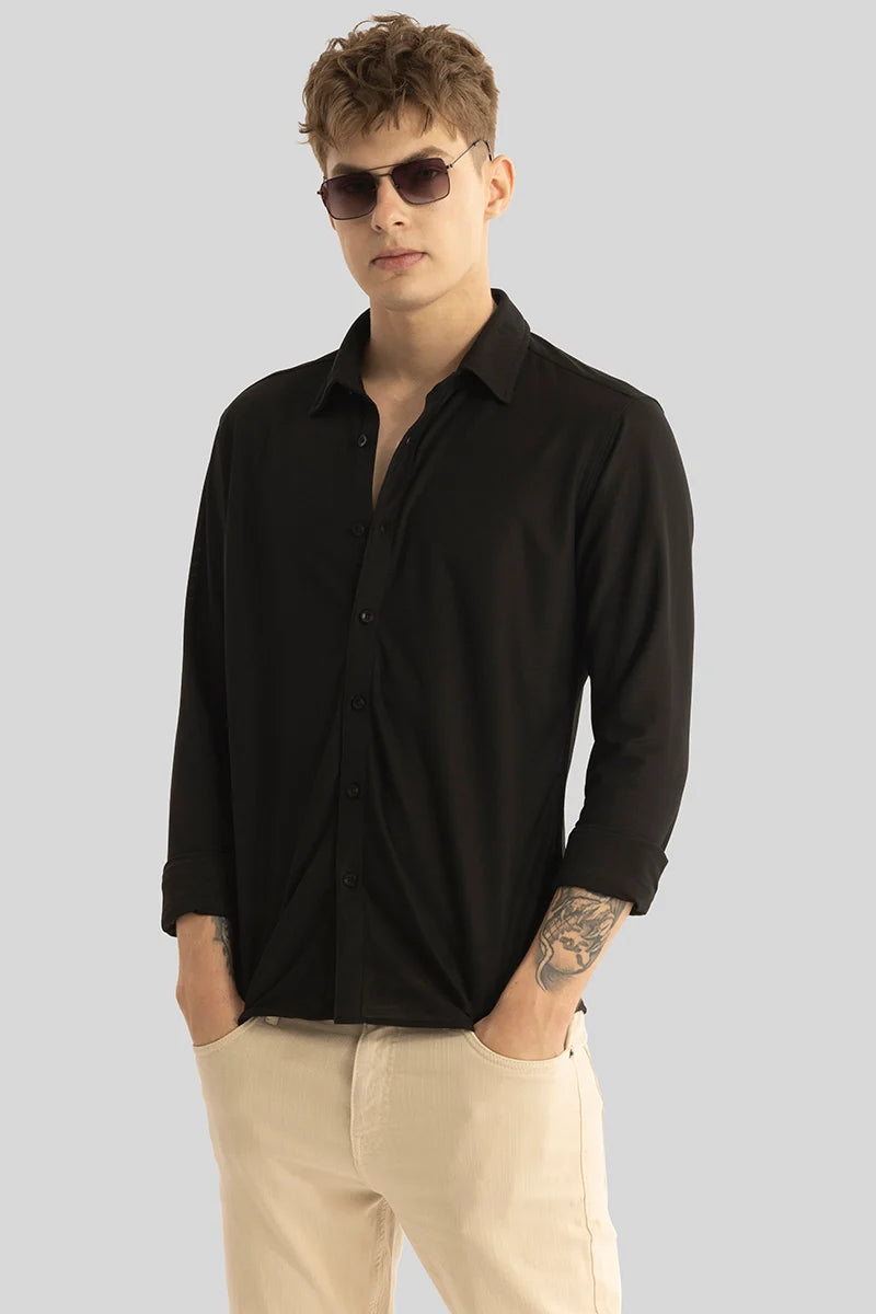 Carmine Black Knitted Shirt