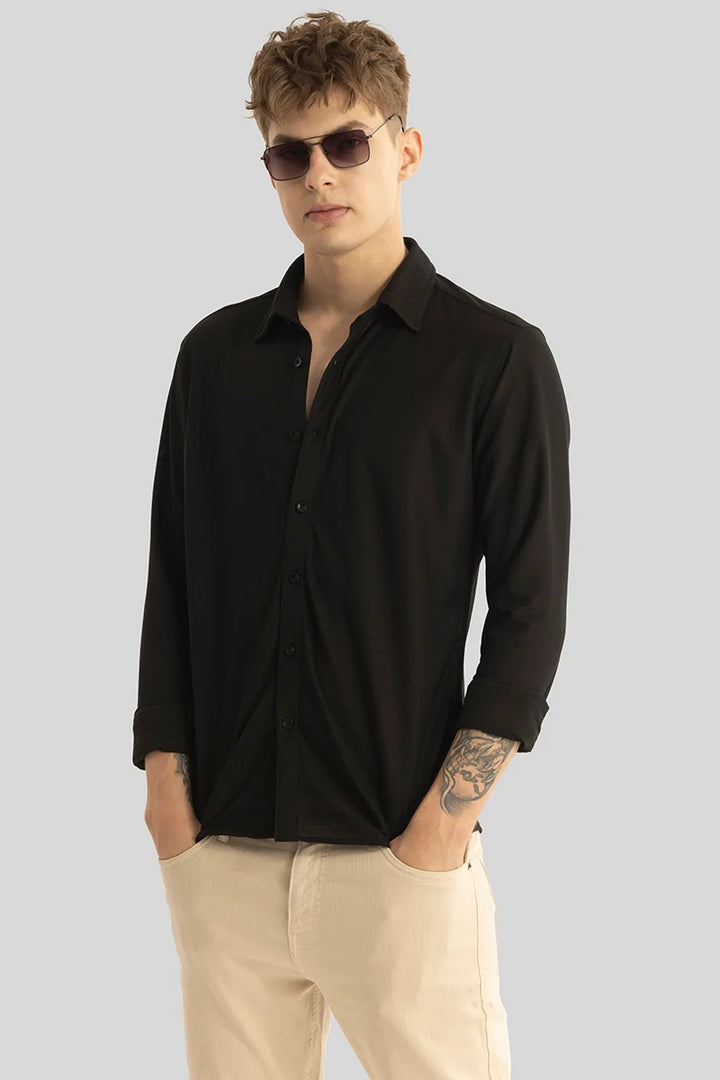 Carmine Black Knitted Shirt