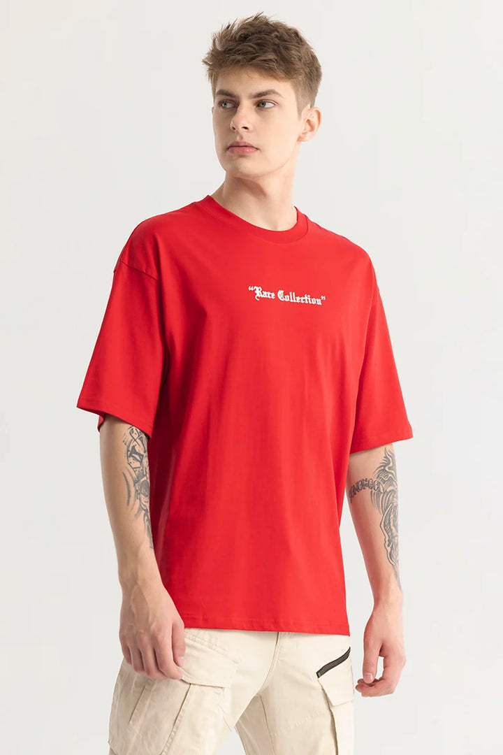 Chiara Red Graphic Oversized T-Shirt