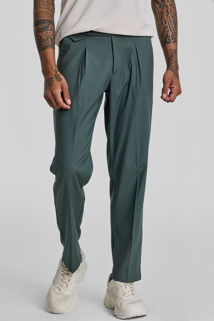 Green Relaxed Fit Korean Trousers