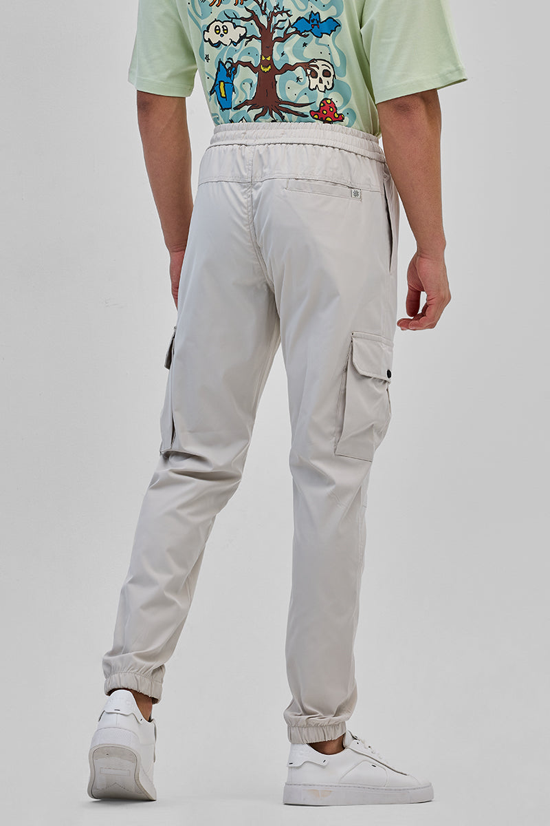 Cream 5 Pockets Slim Fit Joggers