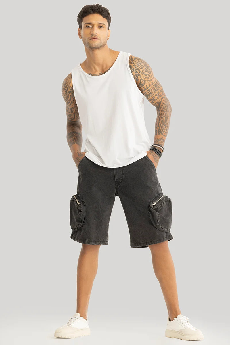 Genevieve Charcoal Grey Cargo Shorts