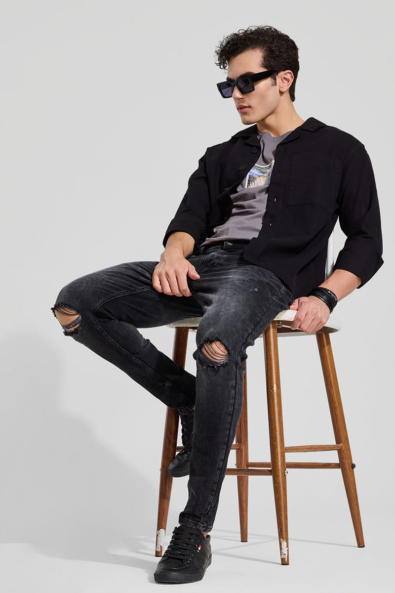 Black Relaxed Fit Overshirt