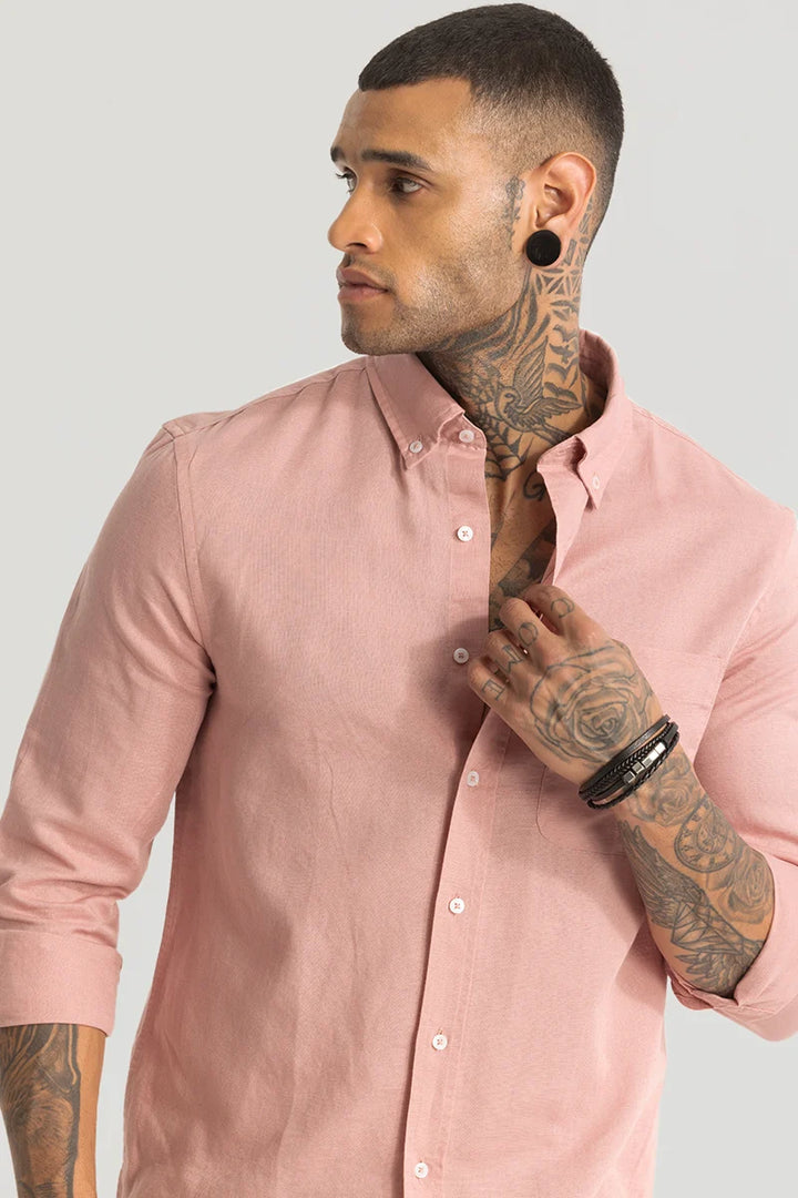 Pink Linen Blend Shirt