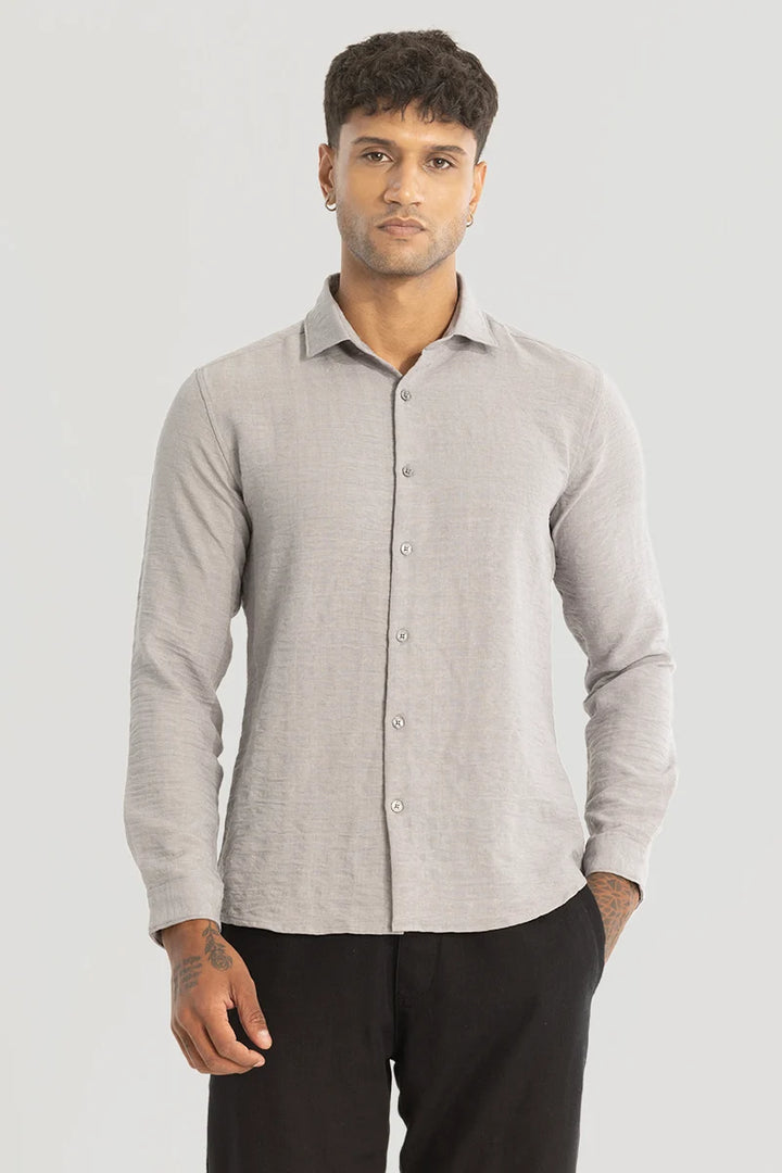 Grey Self-Design Shirt