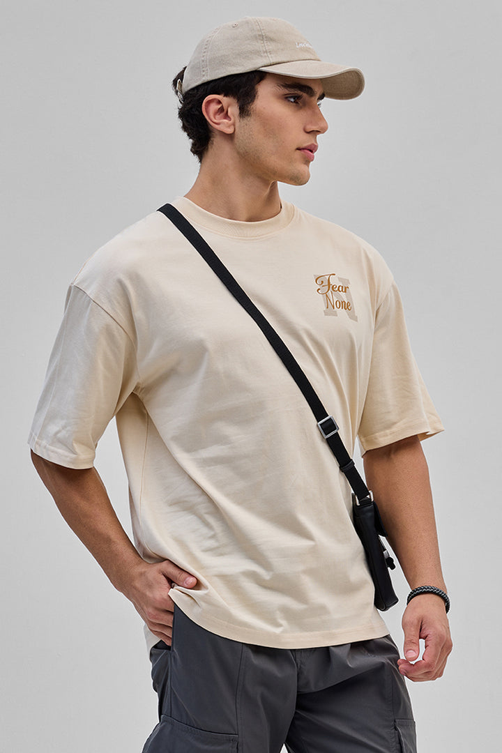 Fear None Beige Oversized T-Shirt