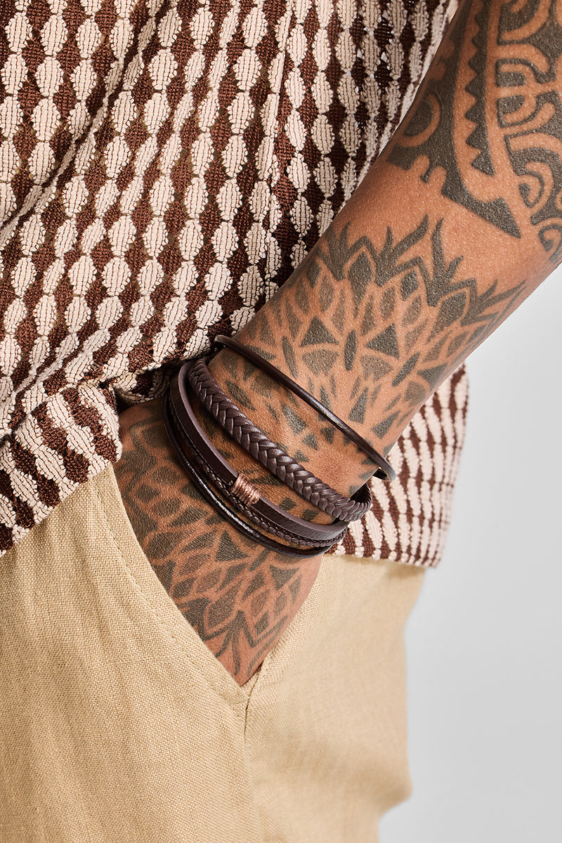 Rustic Revolve Brown Braided Braclet