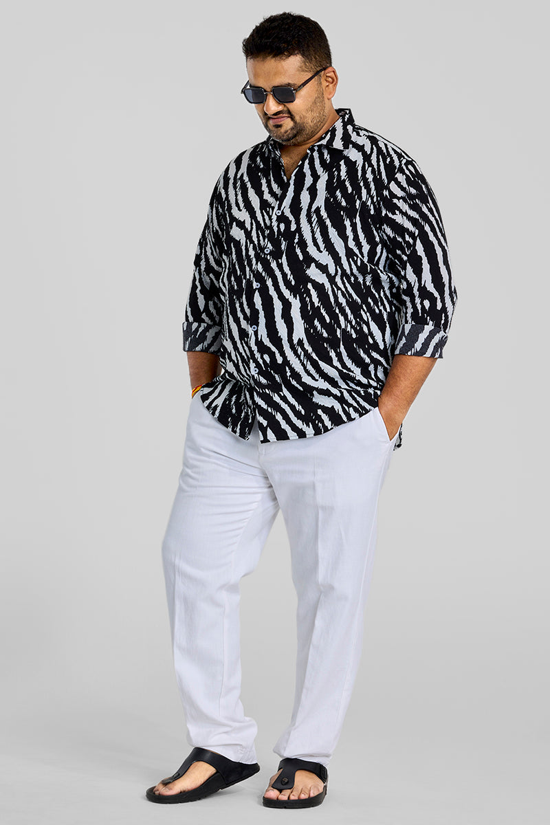 Black Animal Print Regular Fit Plus Size Shirt