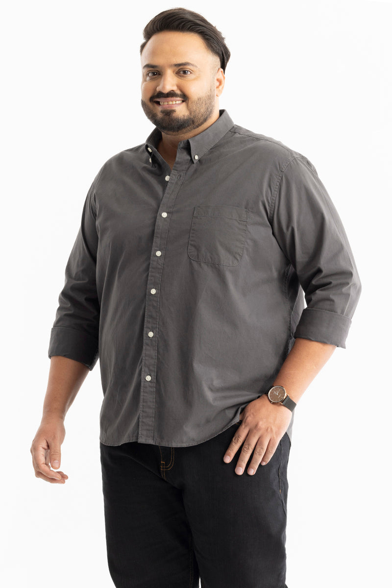 Marco Oxford Grey Plain Plus Size Shirt