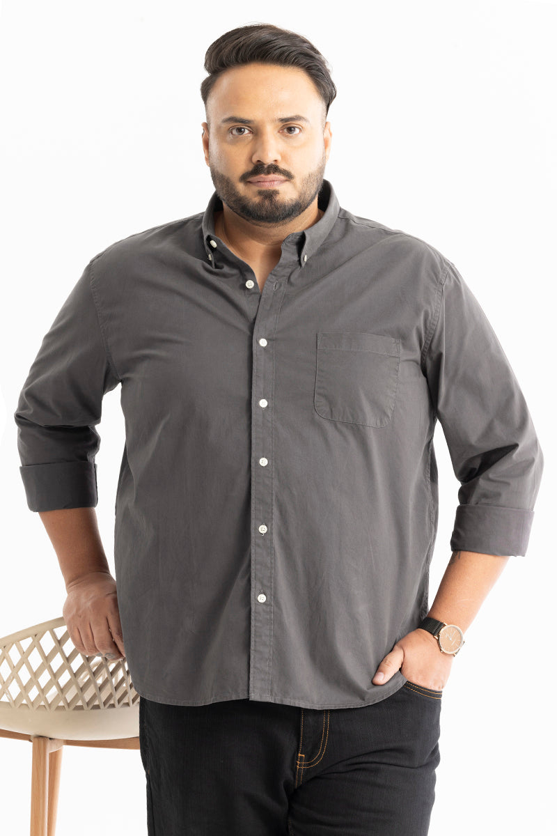 Marco Oxford Grey Plain Plus Size Shirt