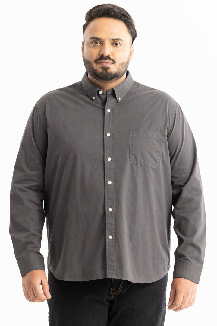 Marco Oxford Grey Plain Plus Size Shirt