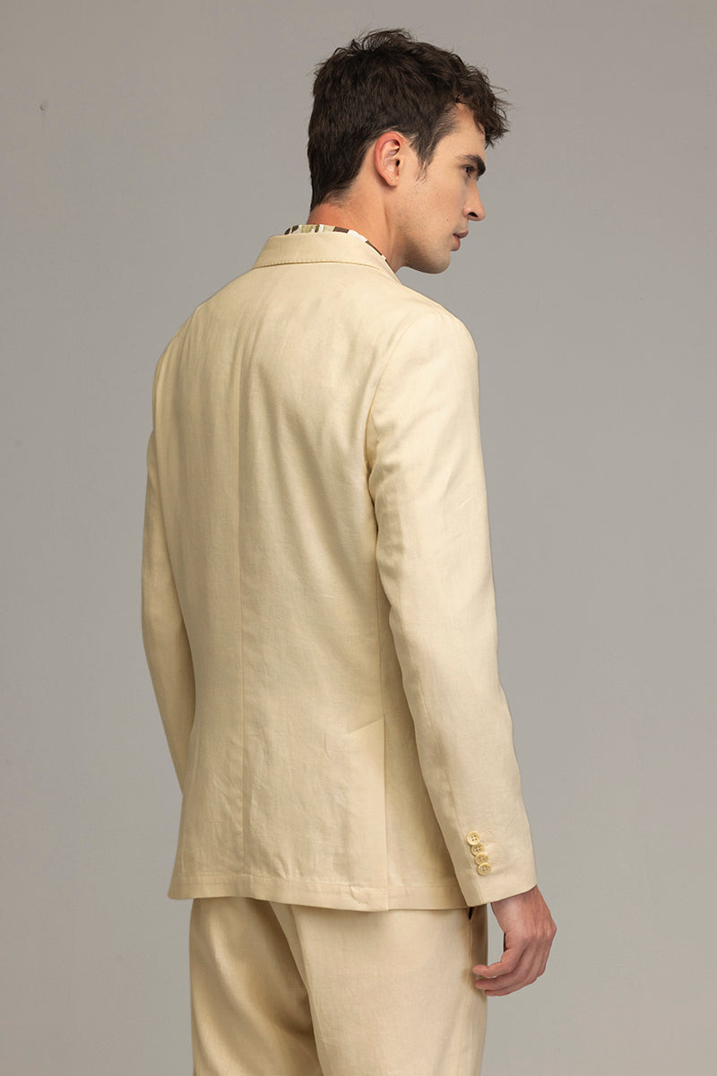 Urban Finesse Cream Linen Suit Blazer