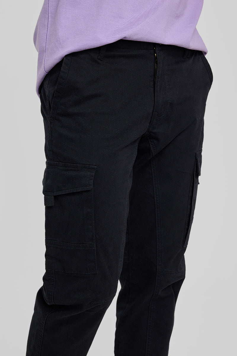 Black Slim Fit Cargo Pants