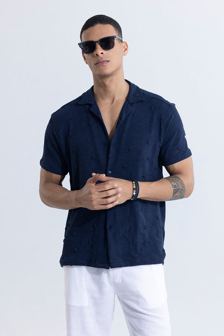 Buy Men's Zag Zag Blue Shirt Online | SNITCH